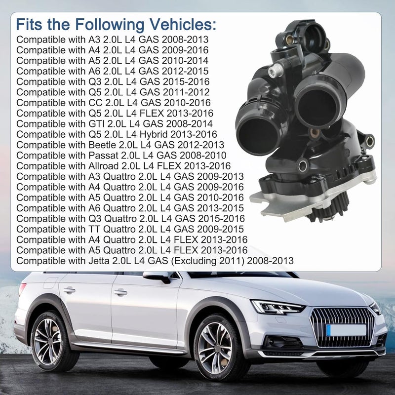 RALBDX Electric Engine Water Pump Thermostat Housing Assembly Compatible with Audi A3 A4 A5 A6 Q3 Q5 TT Allroad VW Passat Jetta Golf GTI CC Beetle Replaces 06H121026DD 06H121026CQ 06H121026AB - Image 4